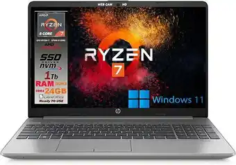 Amazon Hp notebook pc portatile cpu ryzen 7 5700u 8 core fino a 4,3ghz, ram 24gb, ssd nvme m.2 1tb, display 15,6" full hd, tastie... offerta