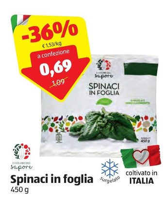 ALDI Spinaci in foglia 450 g offerta