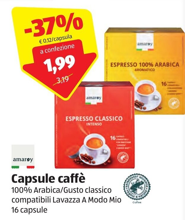 Capsule caffè 100 16 capsule offerta di ALDI