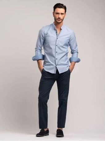 Pantaloni uomo chinos in cotone stretch trama galles