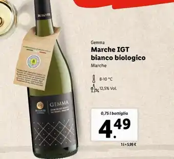 Lidl Marche igt bianco biologico offerta