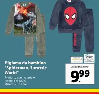 Lidl Pigiama bambino 'spiderman, jurassic world' offerta