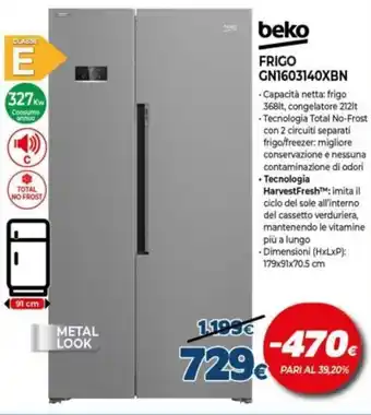 Expert Beko Frigo GN1603140XBN offerta