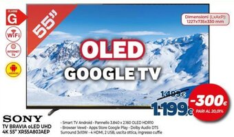 Expert Sony TV Bravia oLed UHD 4K 55" XR55A80JAEP offerta