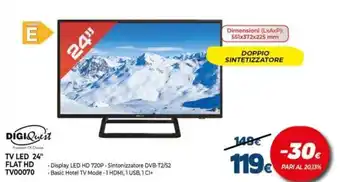 Expert Digi TV LED 24" Flat HD TV00070 offerta