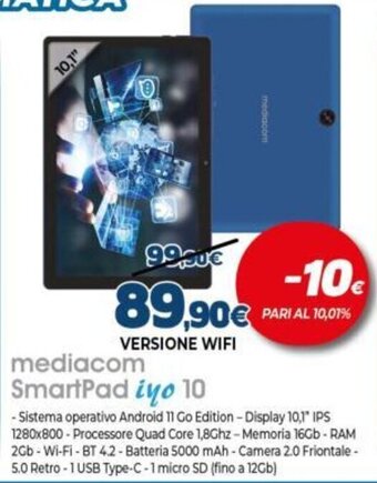 Expert Mediacom SmartPad iyo 10 offerta