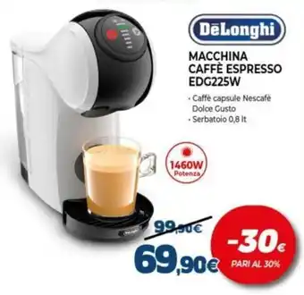 Expert DeLonghi Macchina Caffè Espresso EDG225W offerta