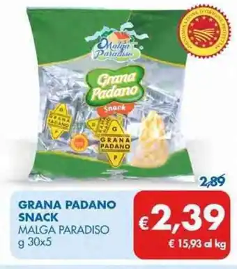 MD Discount Malga Paradiso Grana Padano Snack g 30x5 offerta