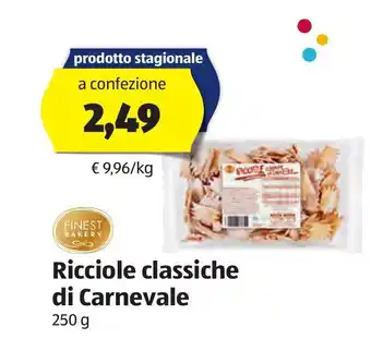 ALDI Ricciole classiche di Carnevale 250 g offerta