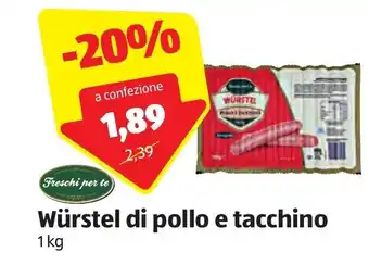 ALDI Würstel di pollo e tacchino 1 kg offerta