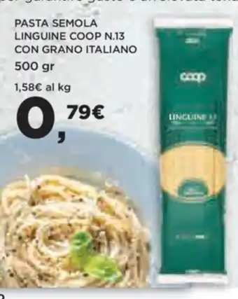 Coop Pasta Semola Linguine Coop N13 Con Grano Italiano 500 gr offerta