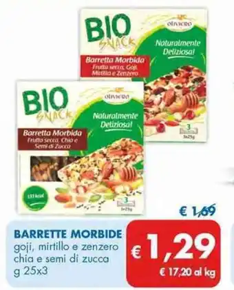 MD Discount Barrette Morbide Goji, Mirtillo e Zenzero Chia e Semi di Zucca g 25 x 3 offerta