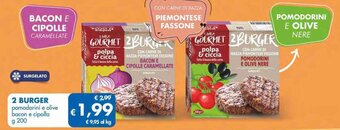 MD Discount 2 Burger Pomodorini E Olive Bacon e Cipolla g 200 offerta