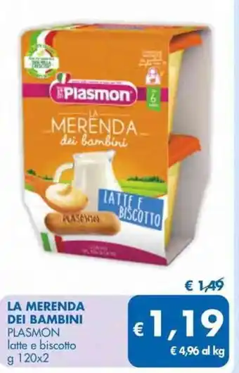 MD Discount Plasmon La Merenda Dei Bambini Latte e Biscotti g 120 x 2 offerta