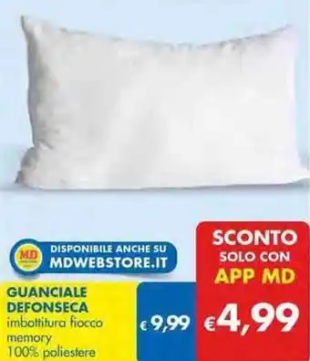 MD Discount Guanciale Defonseca Imbottitura Fiocco Memory 100% Poliestere offerta