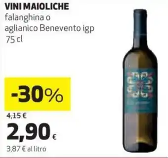 Coop Maioliche Vini Falanghina o Aglianico Benevento IGP 75 cl offerta
