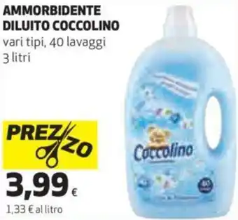 Coop Coccolino Ammorbidente Diluito Vari Tipi 40 Lavaggi 3 Litri offerta