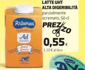 Coop Arborea Latte UHT Alta Digeribilità Parzialmente Scremato 50 cl offerta