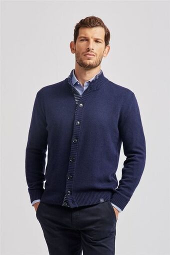 Rodrigo Maglia lupetto uomo con bottoni in misto lana blu offerta