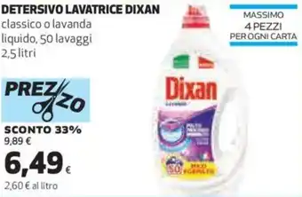 Coop Dixan Detersivo Lavatrice Classico o Lavanda Liquido 50 Lavaggi 2,5 Filtri offerta