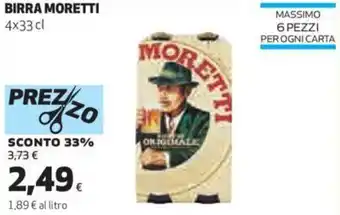 Coop Moretti Birra 4x33 cl offerta