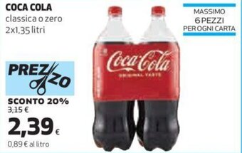 Coop Coca Cola Classica o Zero 2x1,35 Litri offerta