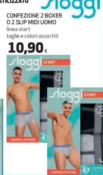 Coop Sloggi Confezione 2 Boxer o 2 Slip Midi Uomo Linea Start offerta