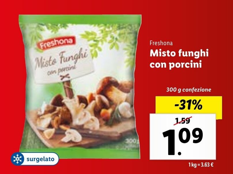 Freshona Misto funghi con porcini 300 g offerta di Lidl