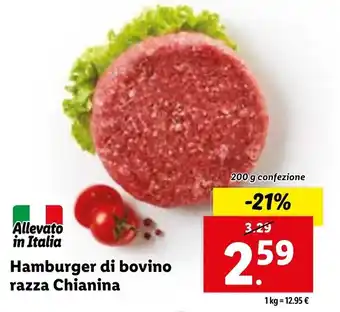 Lidl Hamburger di bovino razza Chianina 200 g offerta