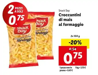 Lidl Snack Day Croccantini di mais al formaggio 2x100 g offerta