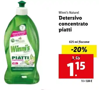 Lidl Winni's Naturel Detersivo concentrato piatti 625 ml offerta