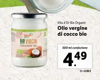 Lidl Vita d'Or Bio Organic Olio vergine di cocco bio 500 ml offerta