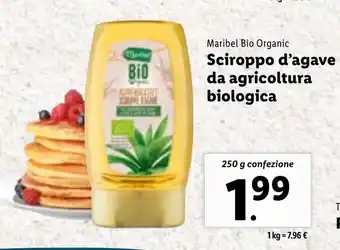Lidl Maribel Bio Organic Sciroppo d'agave da agricoltura biologica 250 g offerta