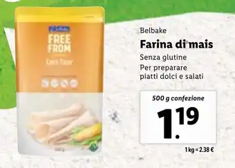Lidl Belbake Farina di mais 500 g offerta