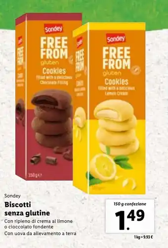 Lidl Sondey Biscotti senza glutine 150 g offerta