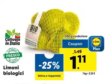 Lidl Limoni biologici 500 g offerta