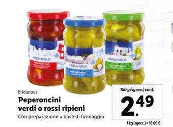 Lidl Eridanous Peperoncini verdi o rossi ripieni 150 g offerta