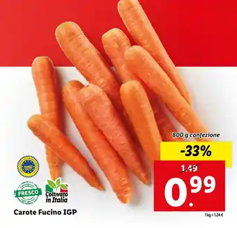 Lidl Carote Fucino IGP 800 g offerta