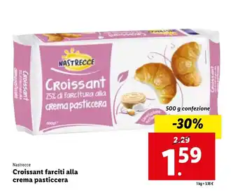 Lidl Nastrecce Croissant farciti alla crema pasticcera 500 g offerta