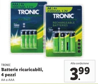 Lidl Tronic Batterie ricaricabili, 4 pezzi offerta