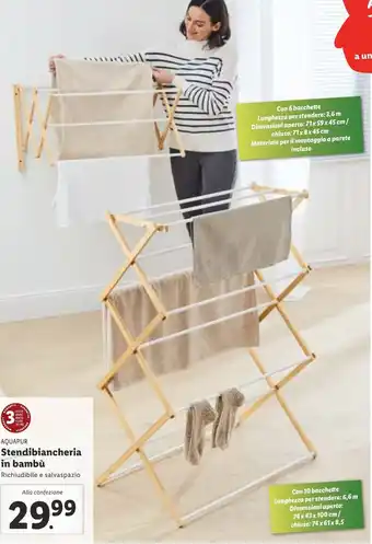 Lidl Aquapur Stendibiancheria in bambù offerta