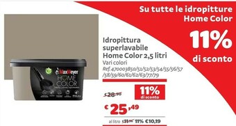Bricocenter Maxmeyer Idropittura Superlavabile Home Color 2,5 Litri offerta