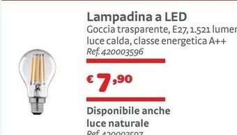 Bricocenter Lampadina A Led Goccia Trasparente offerta