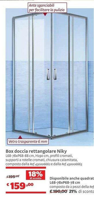 Bricocenter Box Doccia Rettangolare Niky offerta