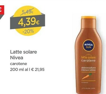 DPiù Nivea Latte Solare offerta