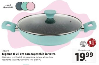 Ernesto Tegame Ø 28 cm con coperchio in vetro