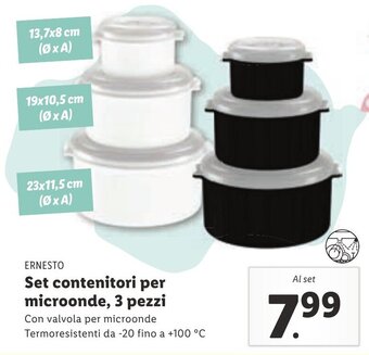 Lidl Ernesto Set contenitori per microonde, 3 pezzi offerta