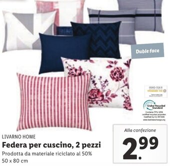 Lidl Livarno Home Federa per cuscino, 2 pezzi 50 x 80 cm offerta