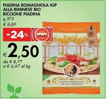 Bennet Riccione piadina Piadina Romagnola Igp Alla Riminese Bio 375 G offerta