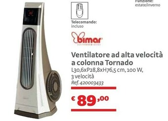 Bimar Tornado Ventilatore Ad Alta Velocita A Colonna